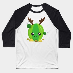 Christmas Cactus, Cute Cactus, Antlers, Holiday Baseball T-Shirt